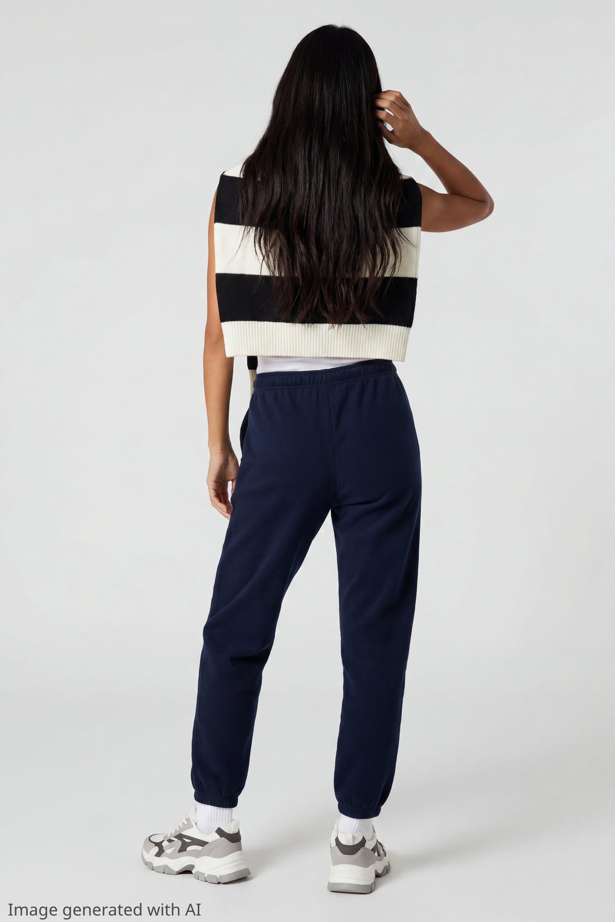 Alt View 2. Fleece Slim Jogger - Dark Blue