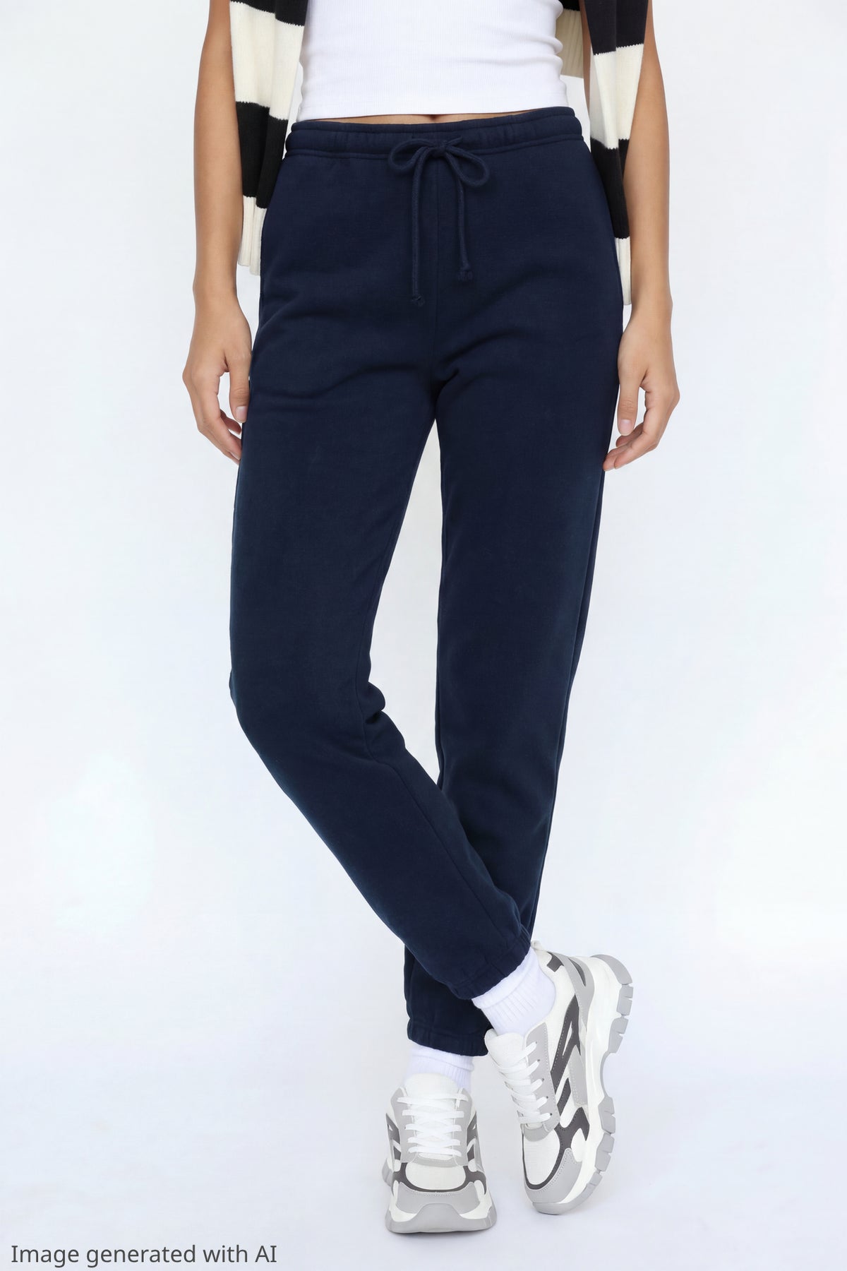 Alt View 3. Fleece Slim Jogger - Dark Blue