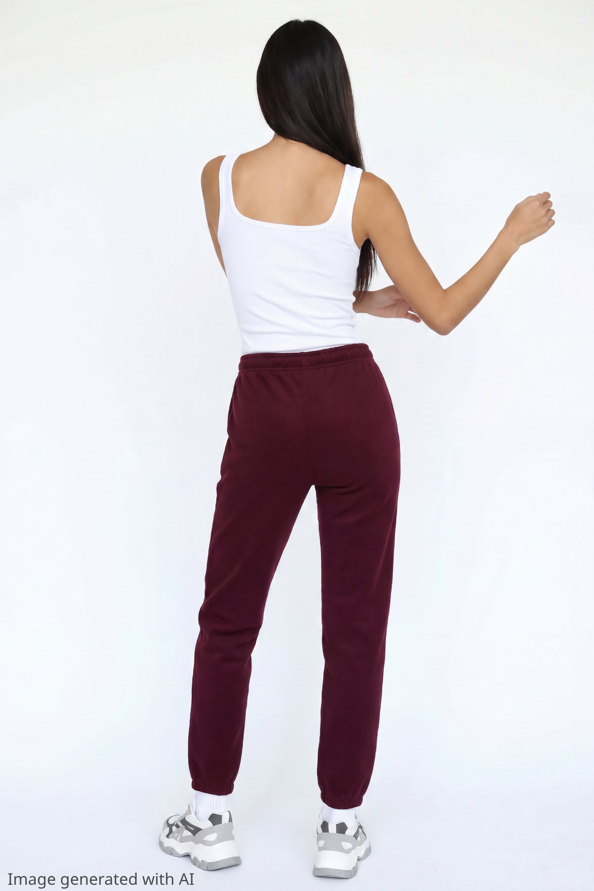 Alt View 2. Fleece Slim Jogger - Burgundy