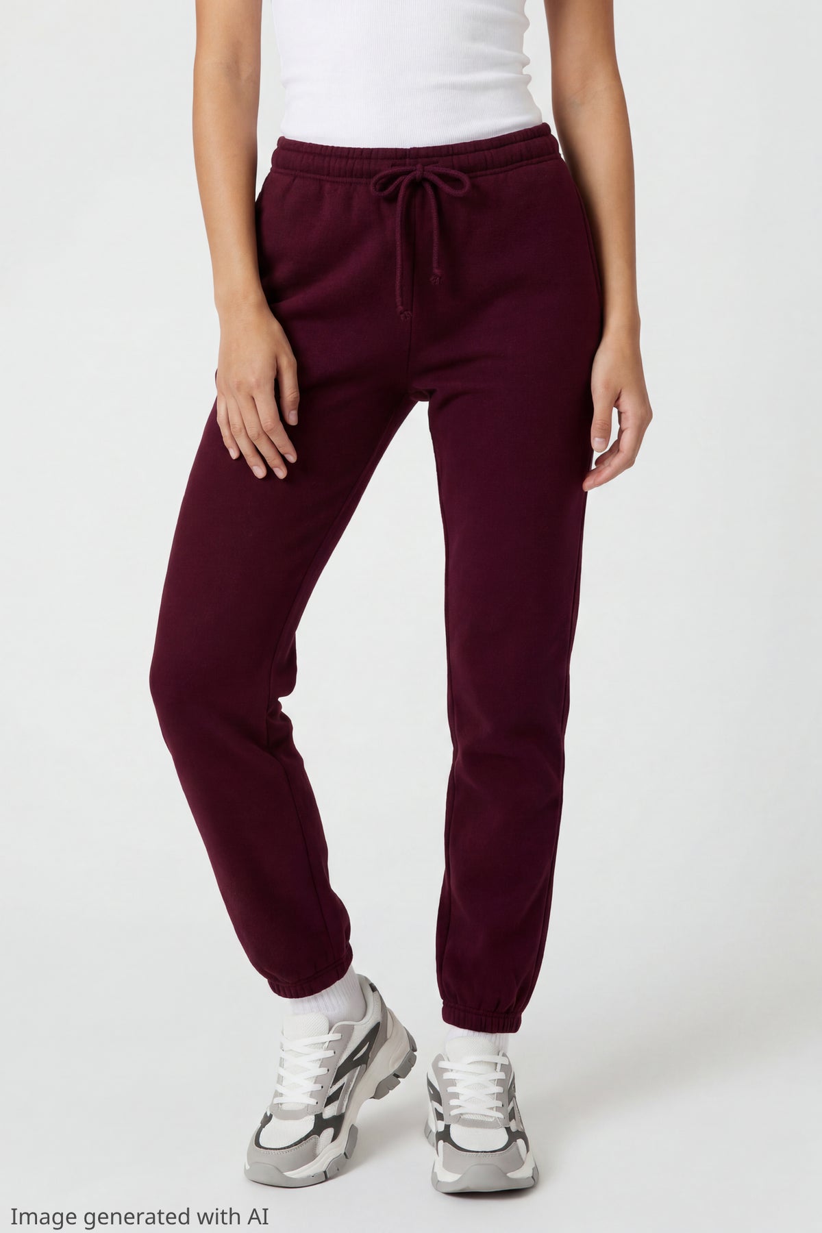 Alt View 3. Fleece Slim Jogger - Burgundy