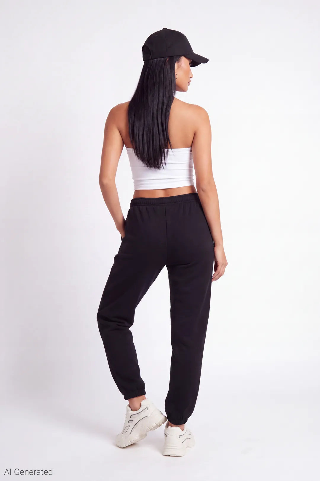 Alt View 2. Fleece Low Rise Slim Fit Jogger - Black