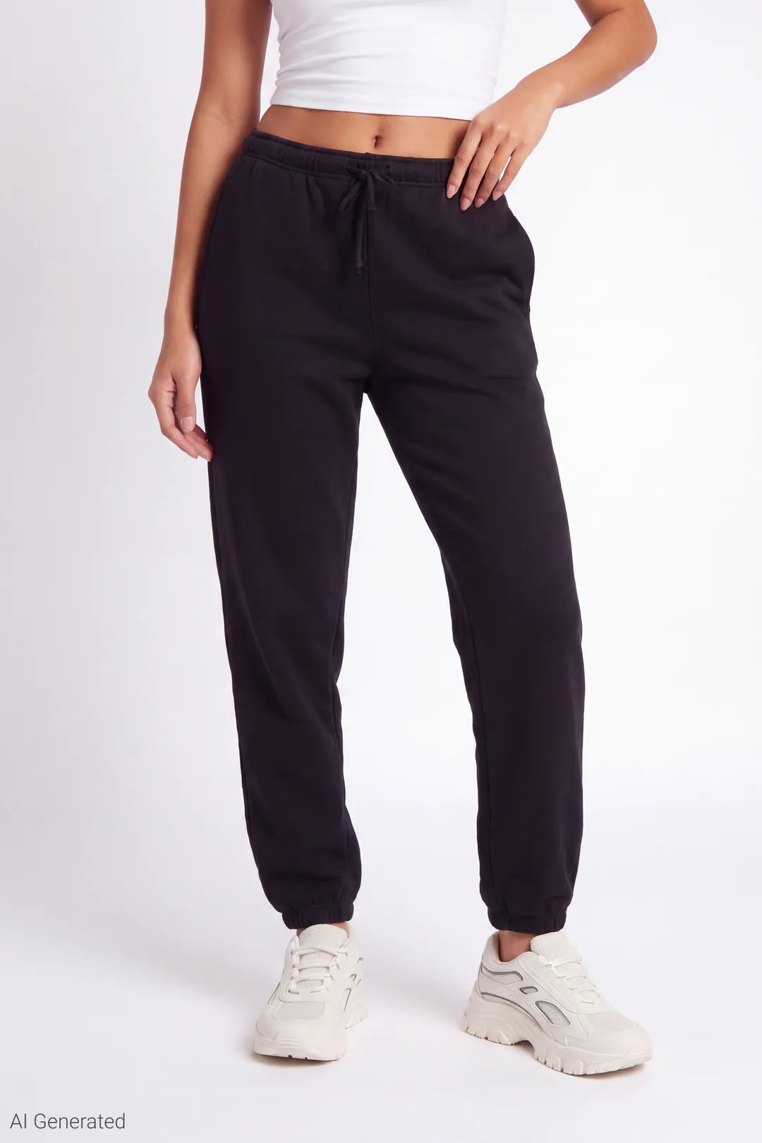Alt View 3. Fleece Low Rise Slim Fit Jogger - Black