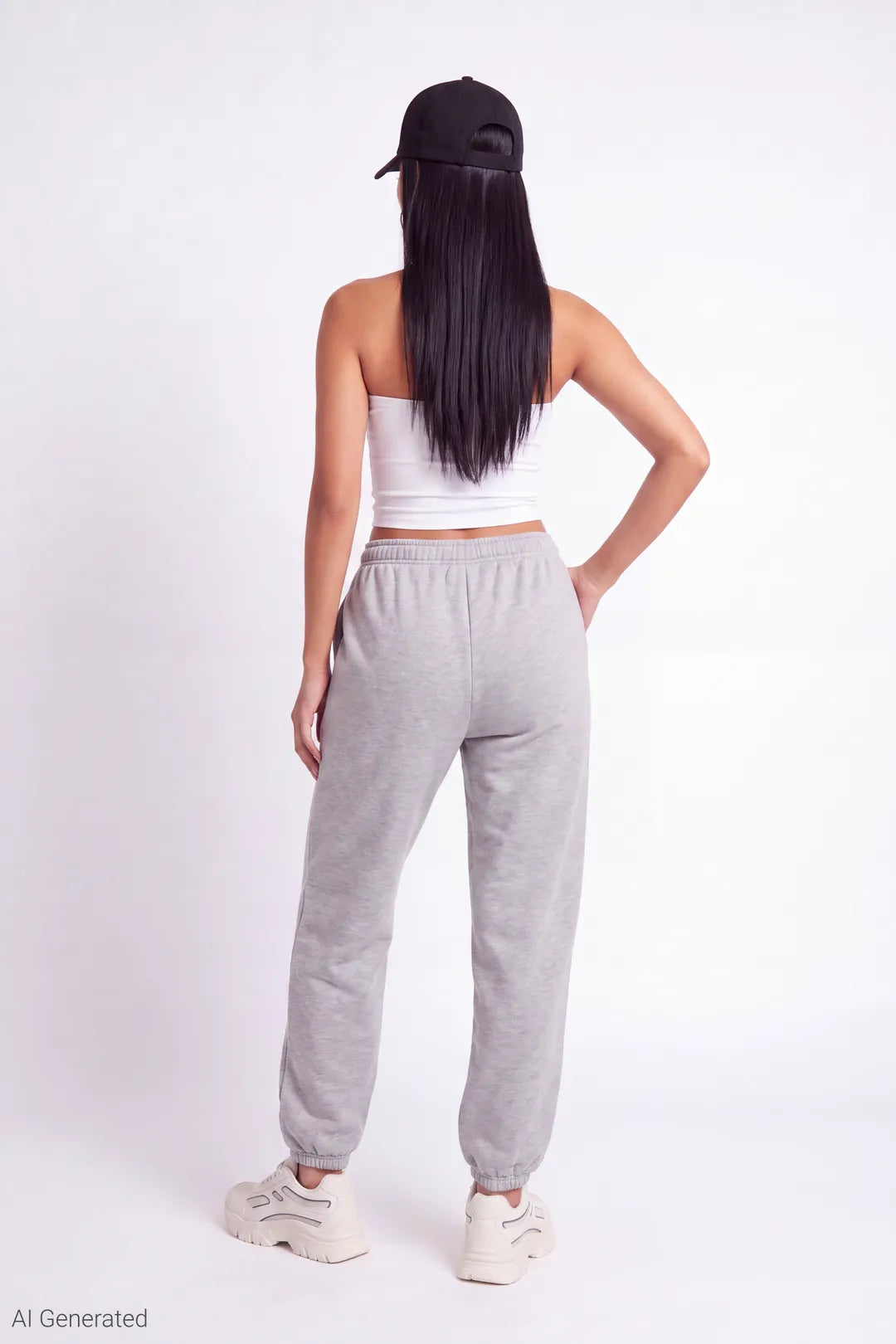 Alt View 2. Fleece Low Rise Slim Fit Jogger - Heather Grey