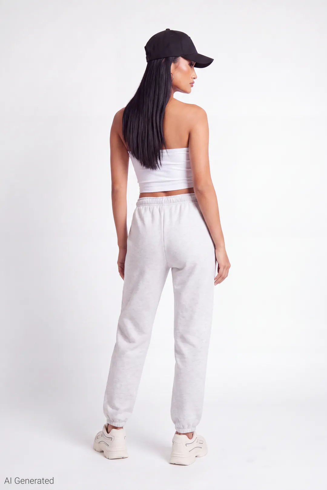 Alt View 2. Fleece Low Rise Slim Fit Jogger - Light Grey