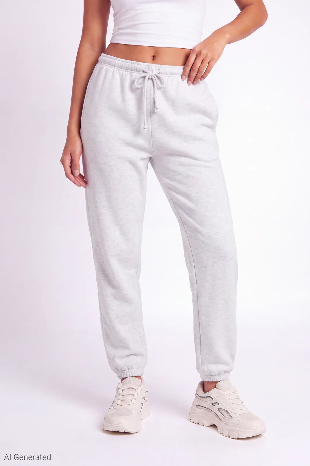 Alt View 3. Fleece Low Rise Slim Fit Jogger - Light Grey