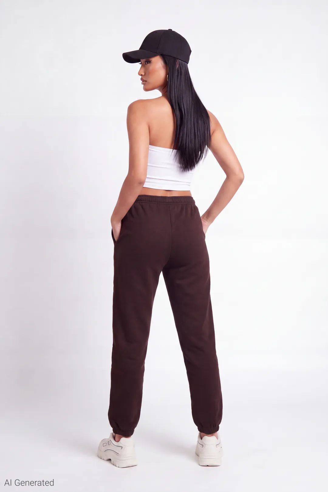 Alt View 2. Fleece Low Rise Slim Fit Jogger - Brown