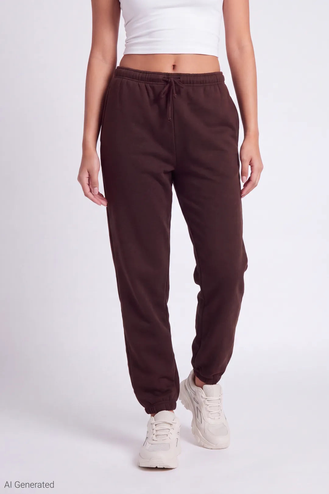 Alt View 3. Fleece Low Rise Slim Fit Jogger - Brown