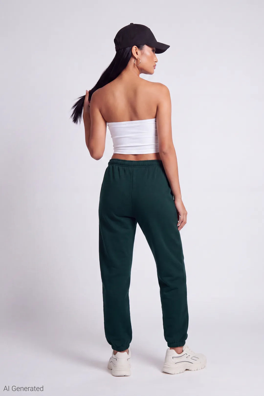 Alt View 2. Fleece Low Rise Slim Fit Jogger - Green