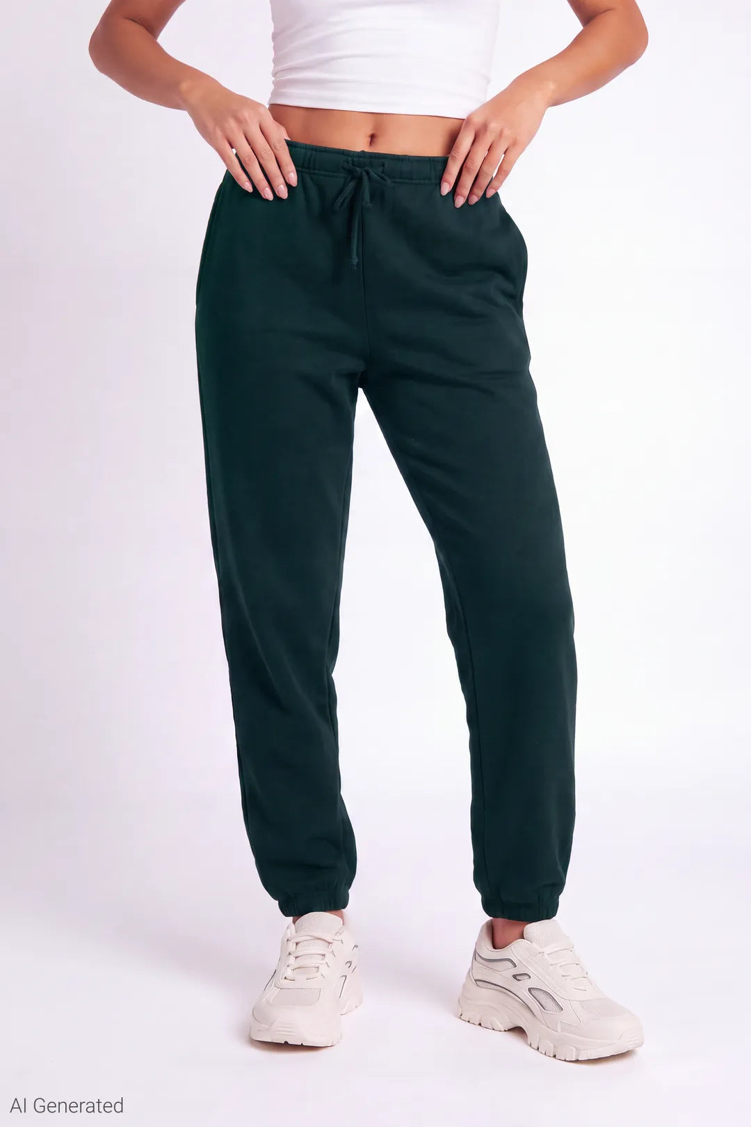 Alt View 3. Fleece Low Rise Slim Fit Jogger - Green