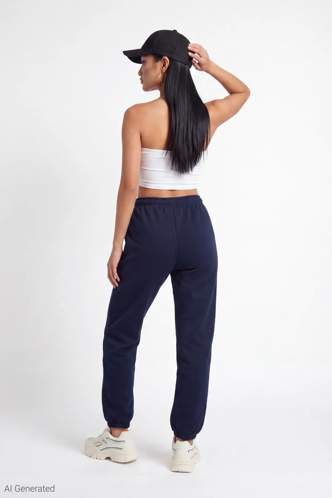 Alt View 2. Fleece Low Rise Slim Fit Jogger - Dark Blue