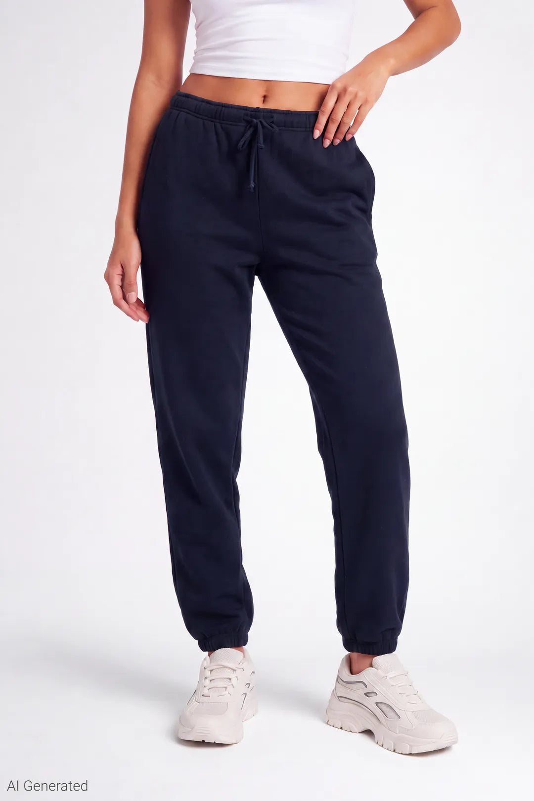 Alt View 3. Fleece Low Rise Slim Fit Jogger - Dark Blue