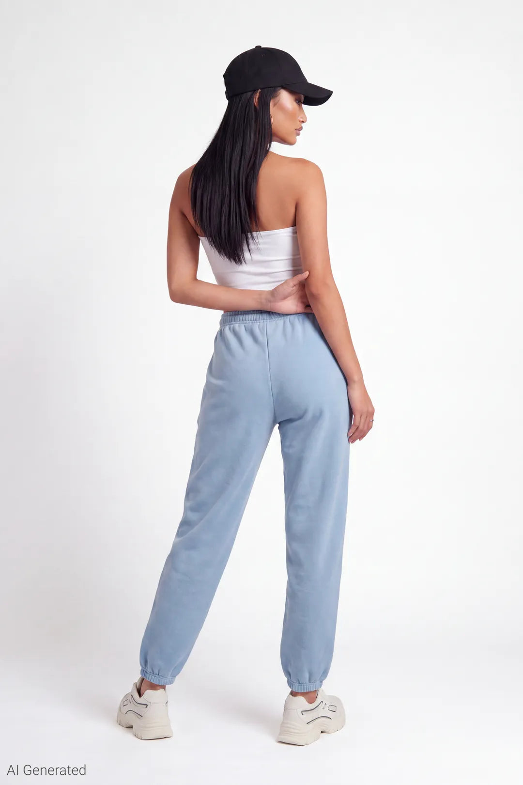 Alt View 2. Fleece Low Rise Slim Fit Jogger - Light Blue