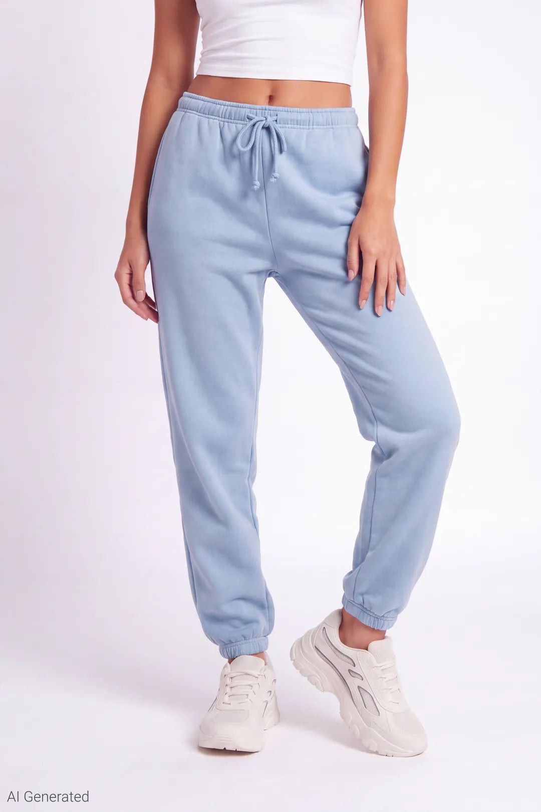 Alt View 3. Fleece Low Rise Slim Fit Jogger - Light Blue