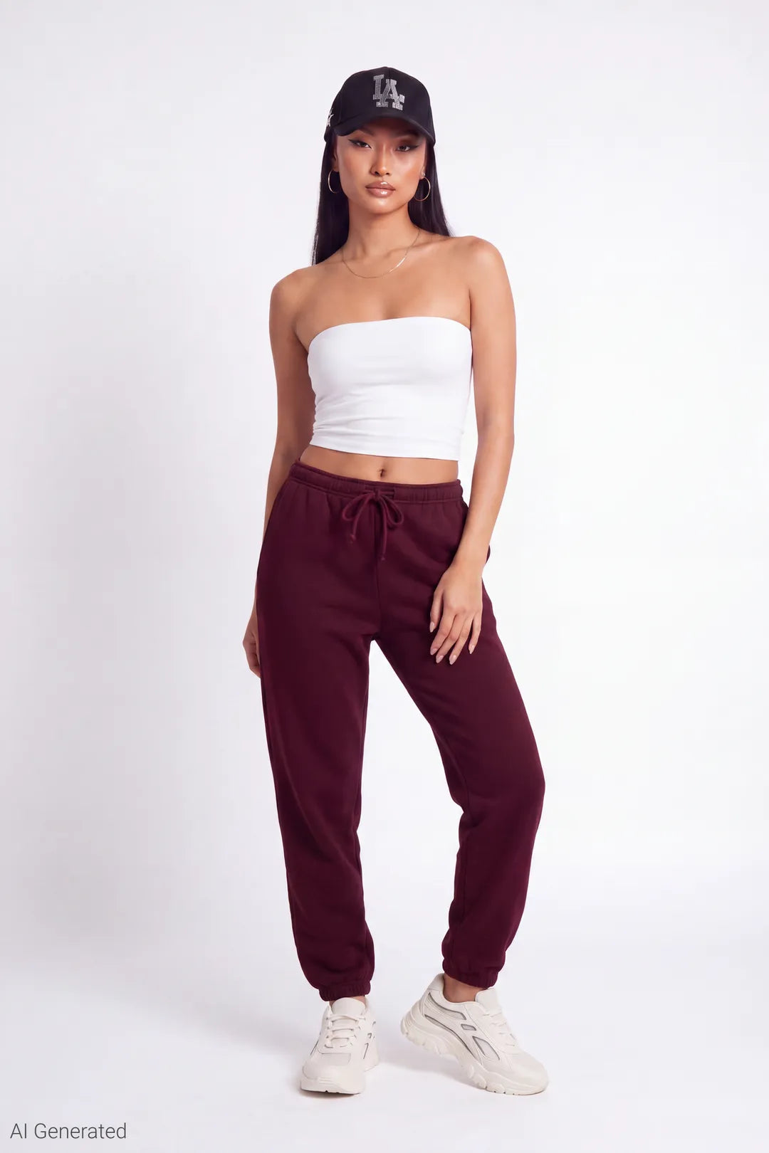 Fleece Low Rise Slim Fit Jogger - Burgundy