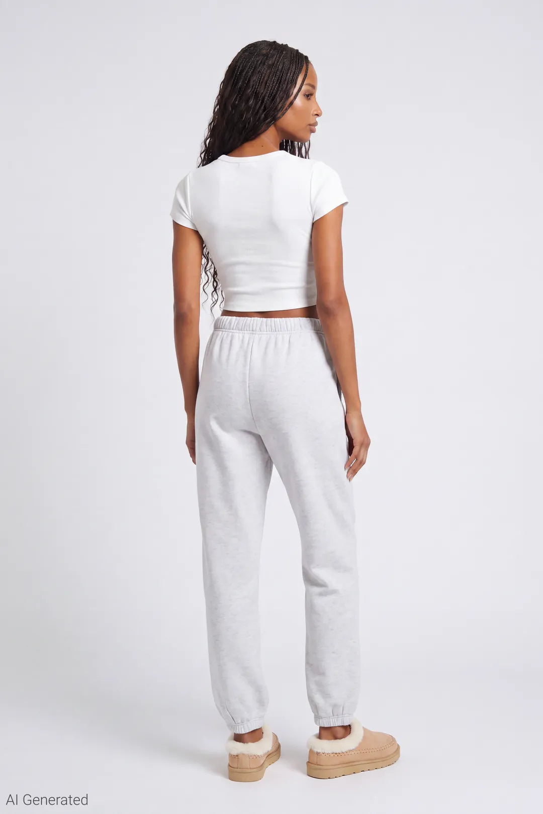 Alt View 2. Fleece Boyfriend Jogger - Light Grey