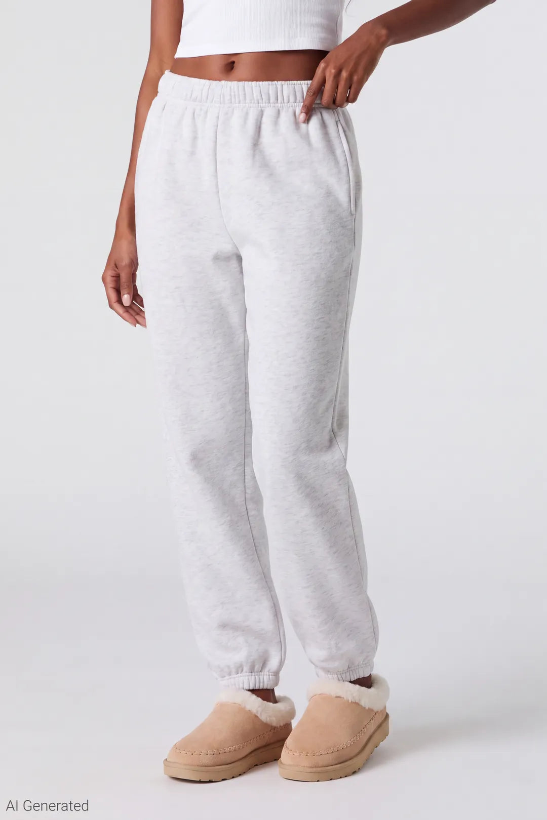 Alt View 3. Fleece Boyfriend Jogger - Light Grey