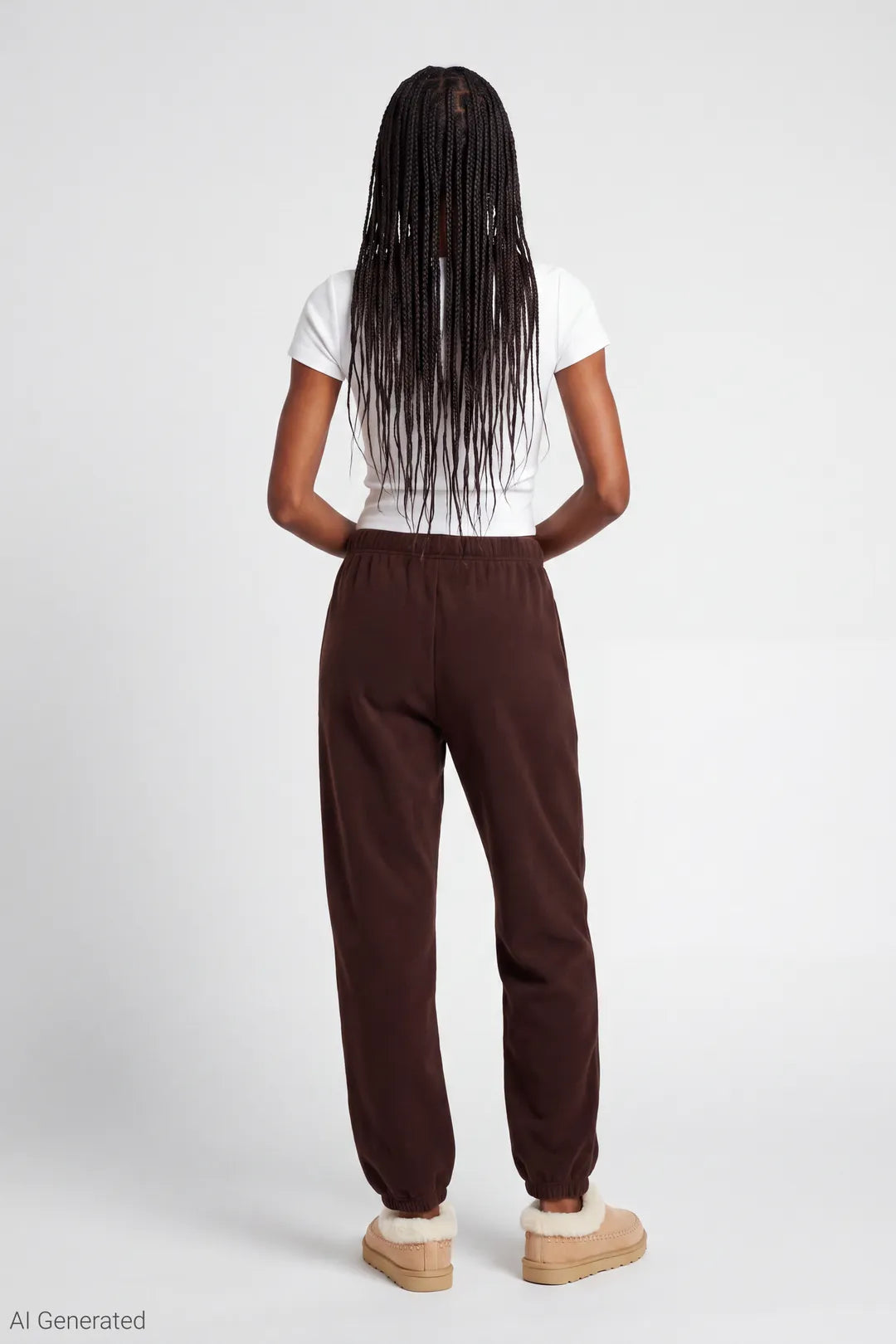 Alt View 2. Fleece Boyfriend Jogger - Brown