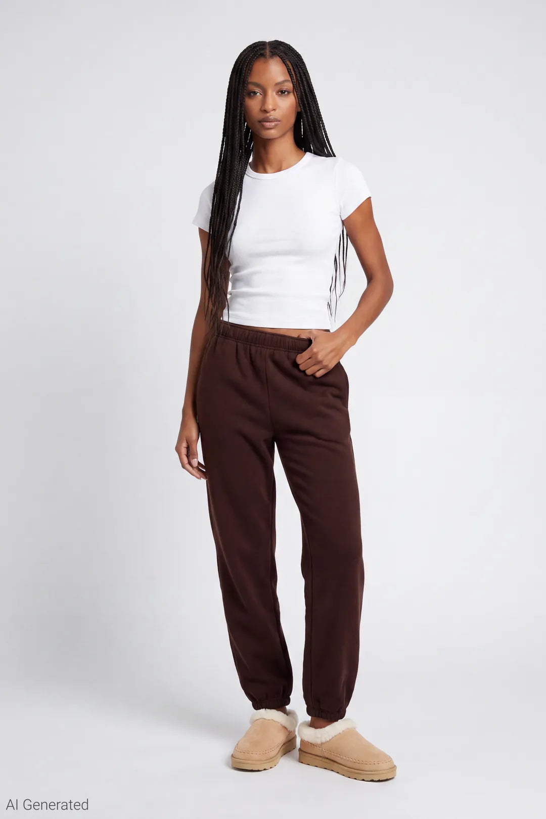 Fleece Boyfriend Jogger - Brown