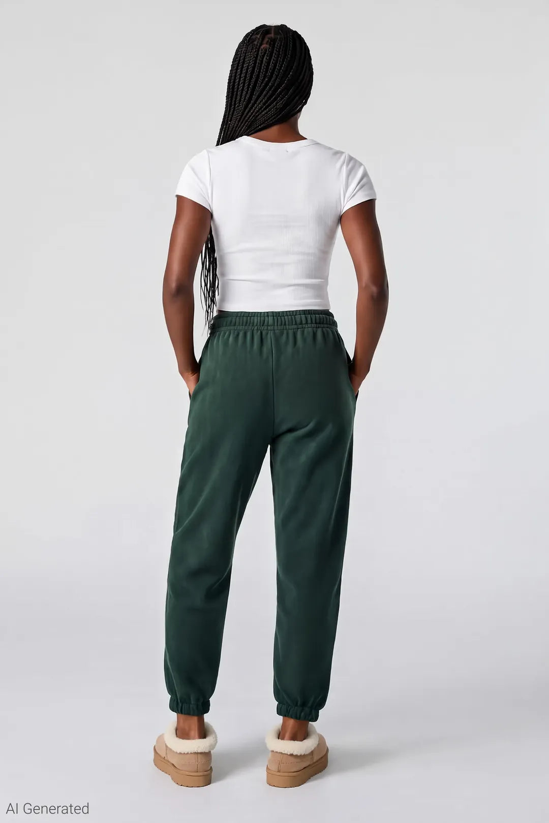 Alt View 2. Fleece Boyfriend Jogger - Green