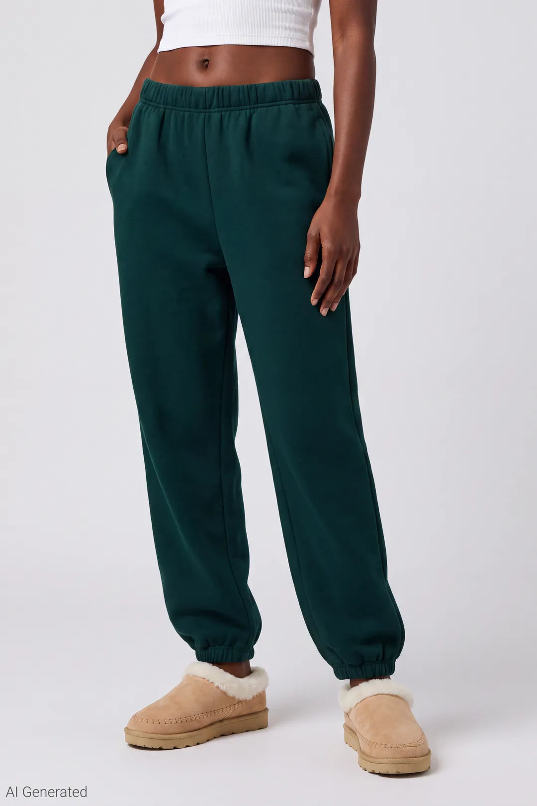 Alt View 3. Fleece Boyfriend Jogger - Green