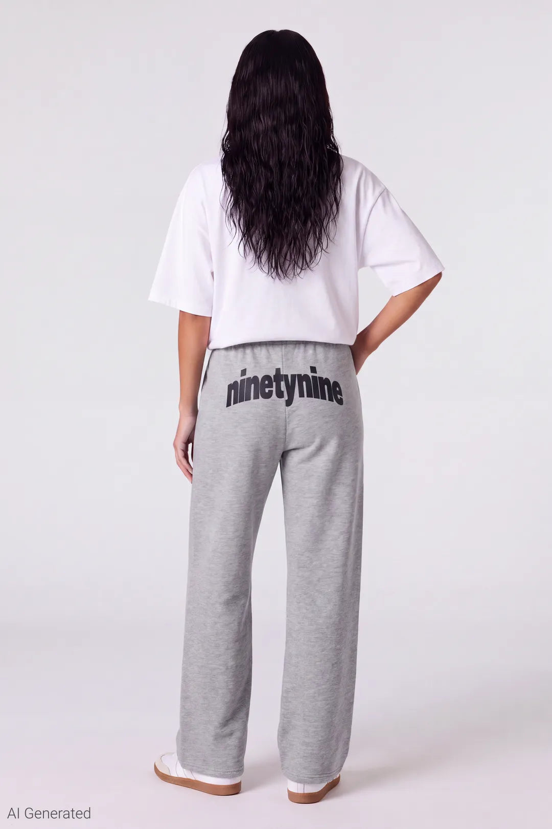Alt View 2. Graphic Fleece Low Rise Wide Leg Sweatpant - Heather Grey