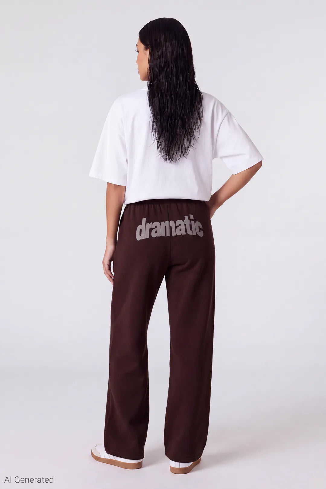 Alt View 2. Graphic Fleece Low Rise Wide Leg Sweatpant - Brown