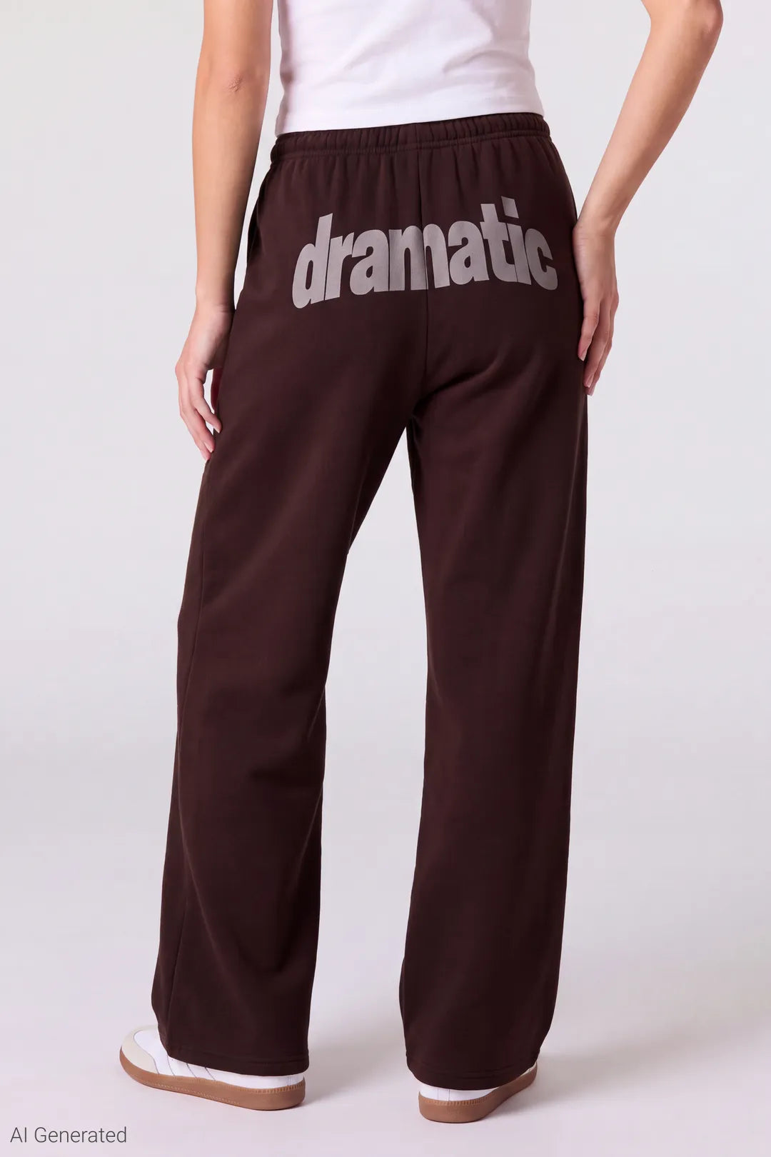 Alt View 3. Graphic Fleece Low Rise Wide Leg Sweatpant - Brown