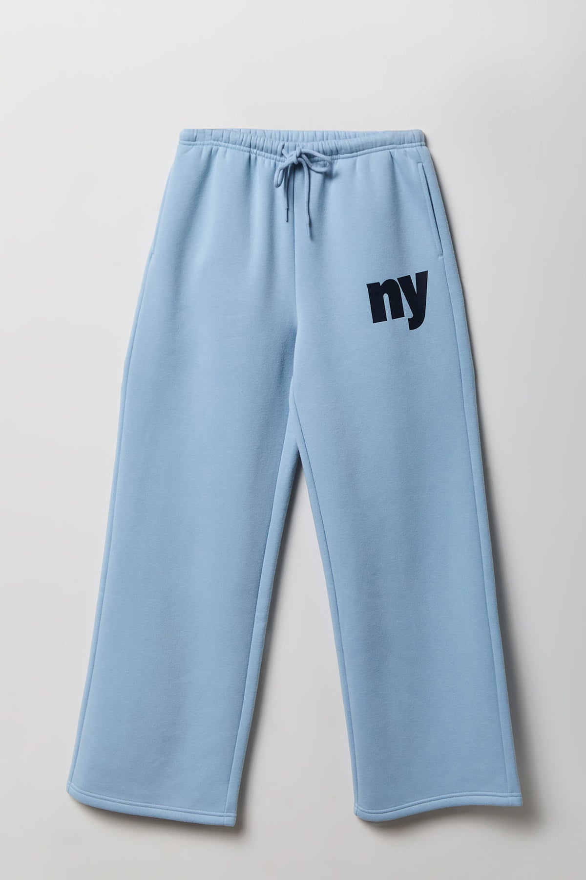 Graphic Fleece Low Rise Wide Leg Sweatpant - Light Blue