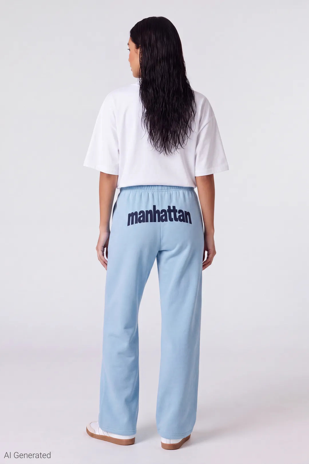 Alt View 2. Graphic Fleece Low Rise Wide Leg Sweatpant - Light Blue