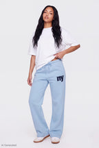 Graphic Fleece Low Rise Wide Leg Sweatpant