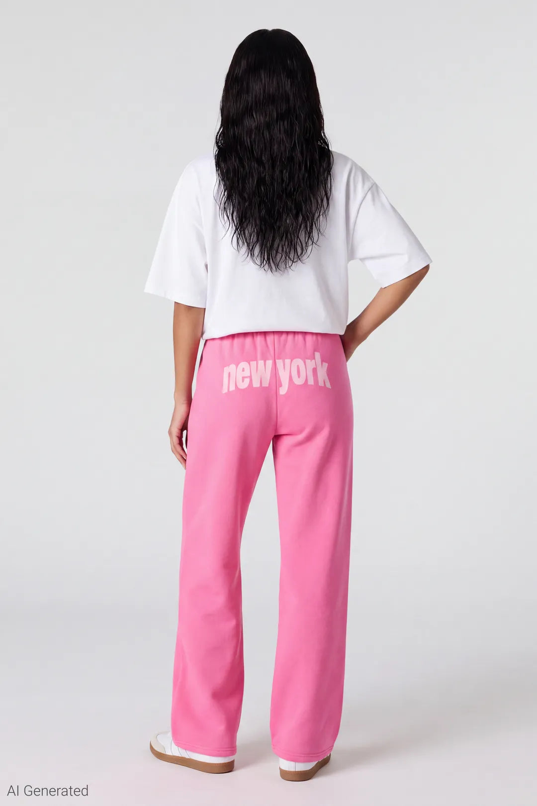 Alt View 2. Graphic Fleece Low Rise Wide Leg Sweatpant - Pink