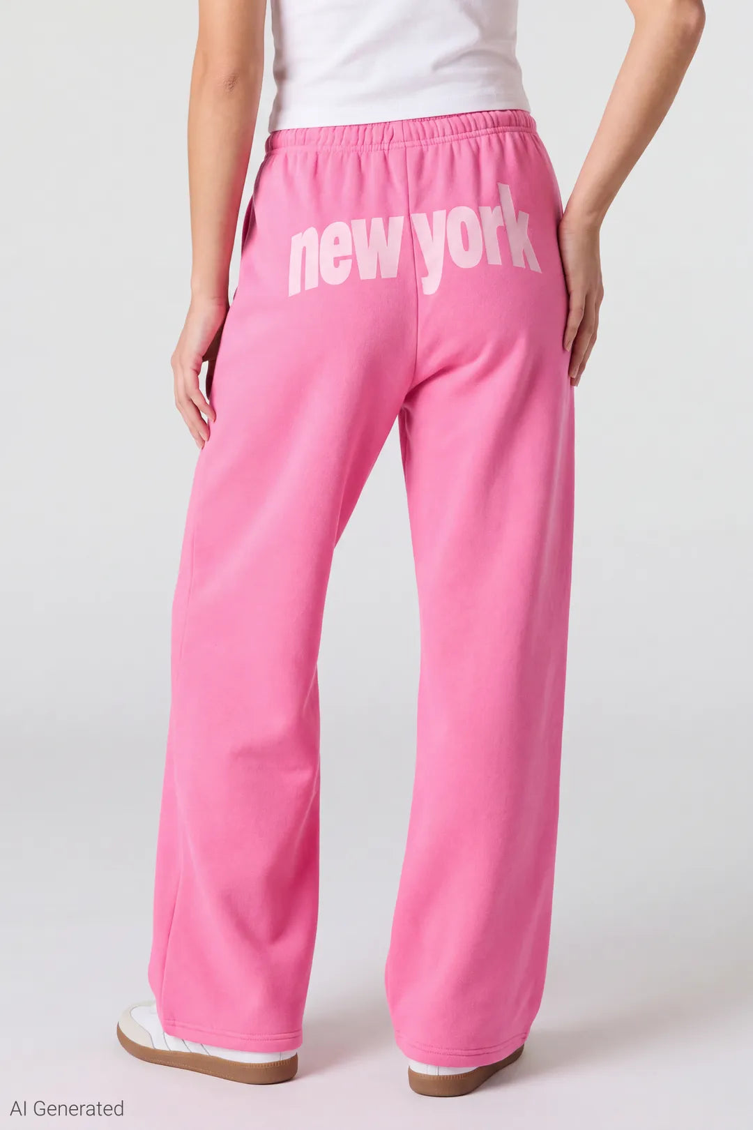 Alt View 3. Graphic Fleece Low Rise Wide Leg Sweatpant - Pink