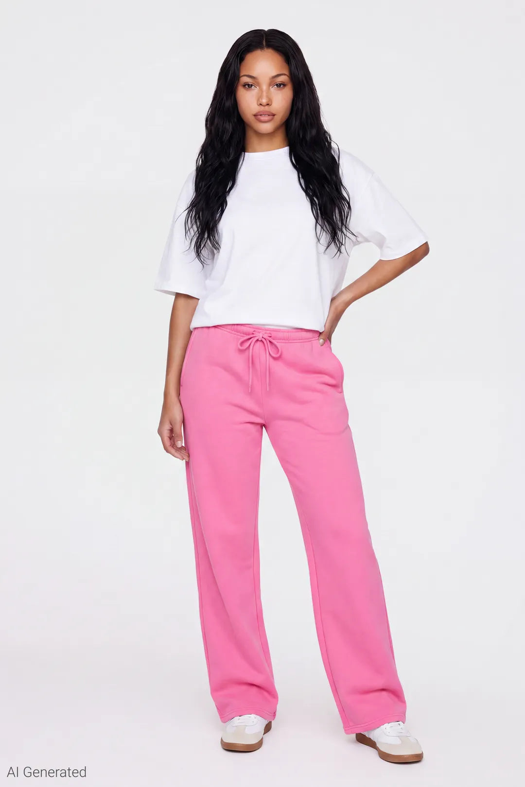 Graphic Fleece Low Rise Wide Leg Sweatpant - Pink