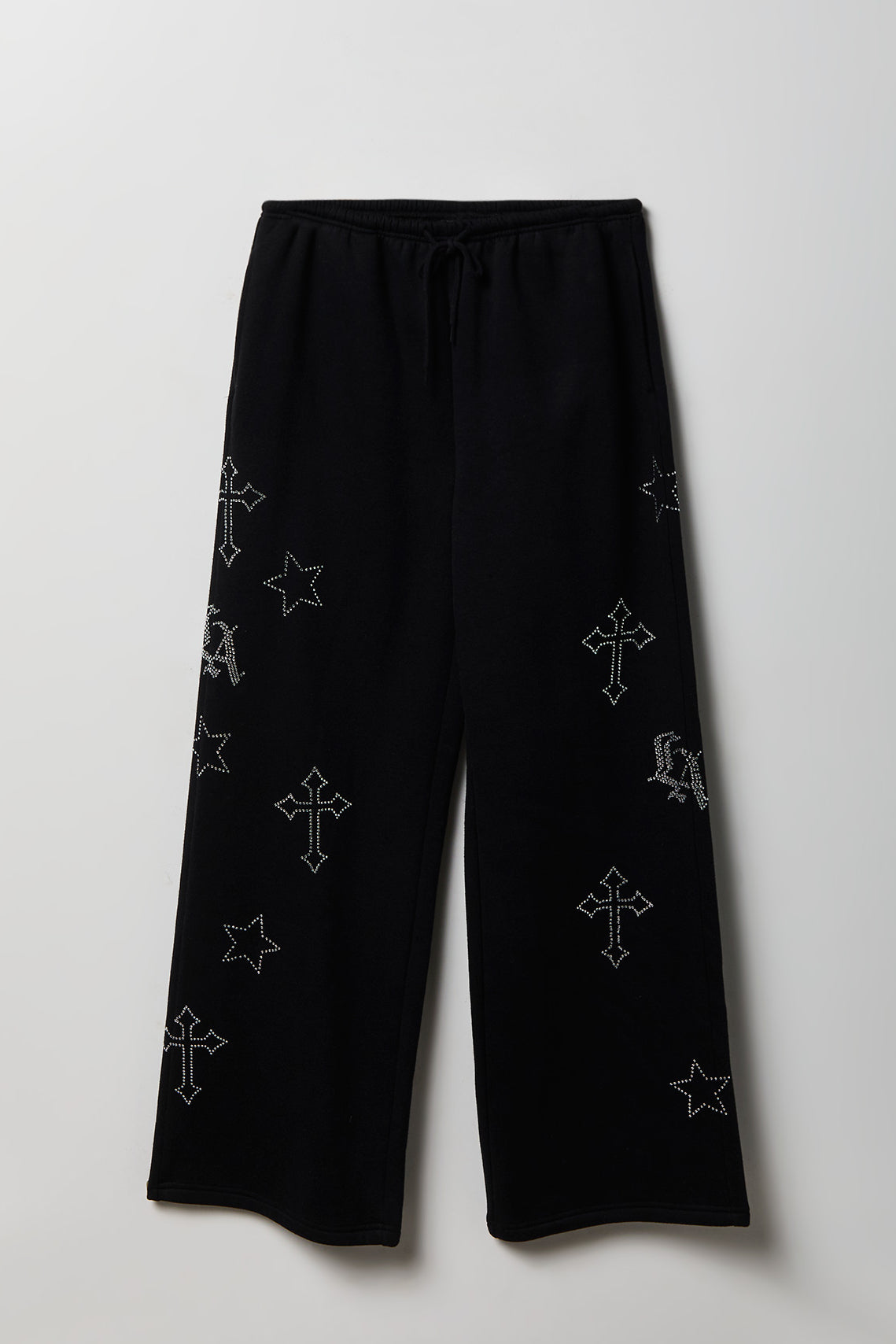 Alt View 4. Fleece Graphic Wide Leg Sweatpant - Black