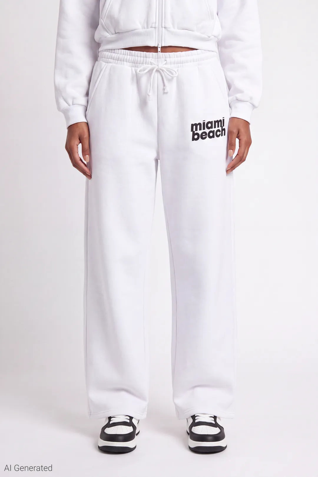 Alt View 3. Graphic Fleece Ultra Wide Leg Sweatpant - White