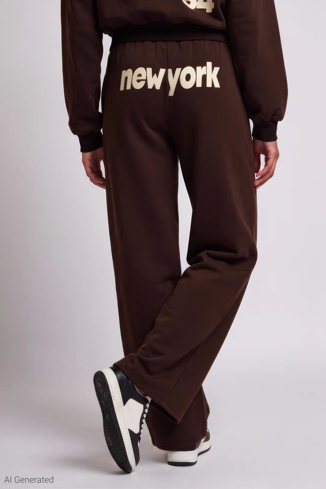 Alt View 3. Graphic Fleece Ultra Wide Leg Sweatpant - Brown