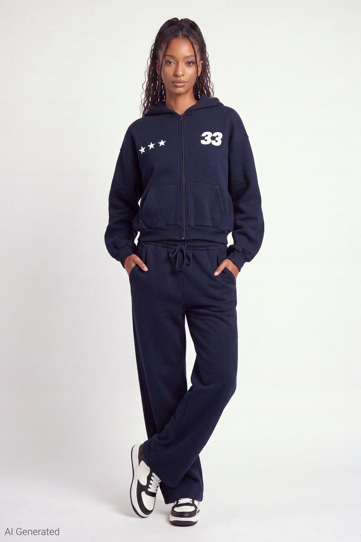 Graphic Fleece Ultra Wide Leg Sweatpant - Dark Blue
