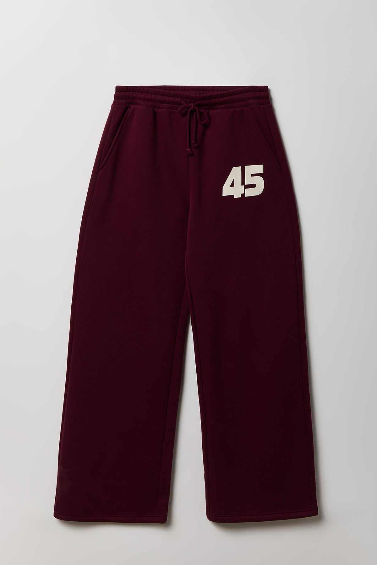 Graphic Fleece Ultra Wide Leg Sweatpant - Burgundy
