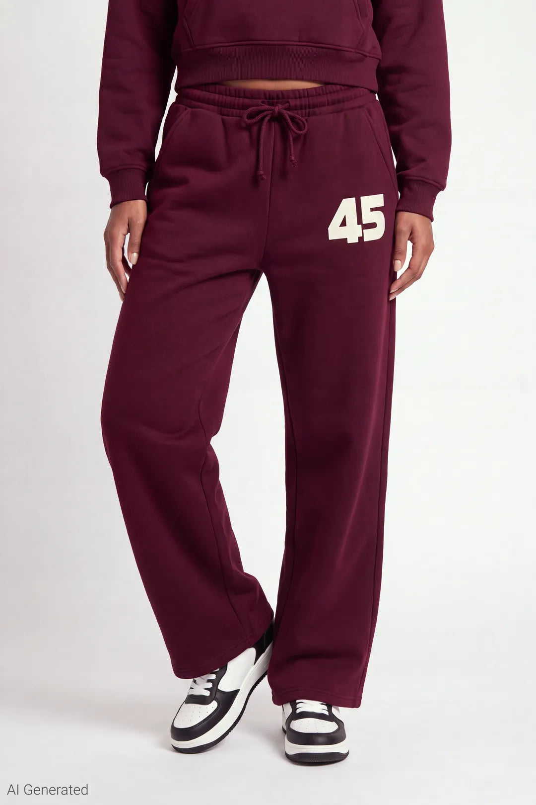 Alt View 3. Graphic Fleece Ultra Wide Leg Sweatpant - Burgundy