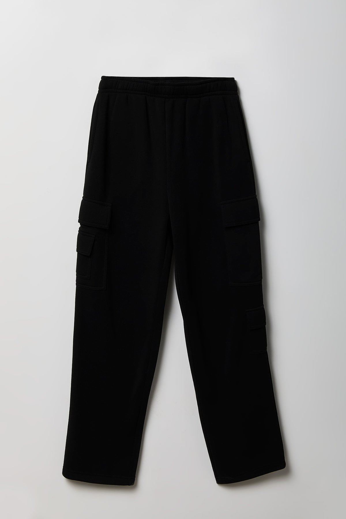 Alt View 4. Fleece Low Rise Wide Leg Cargo Sweatpant - Black