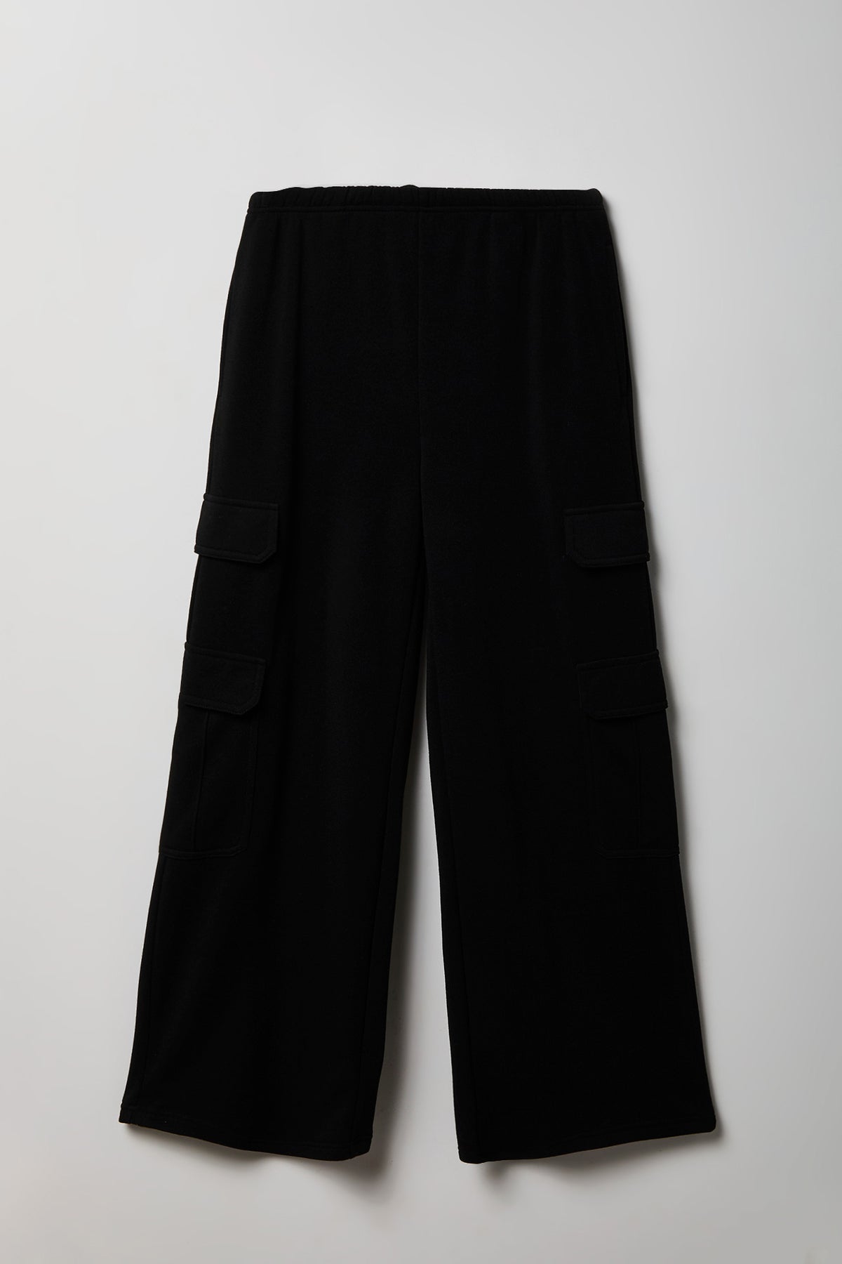 Fleece Ultra-Wide Cargo Sweatpant - Black