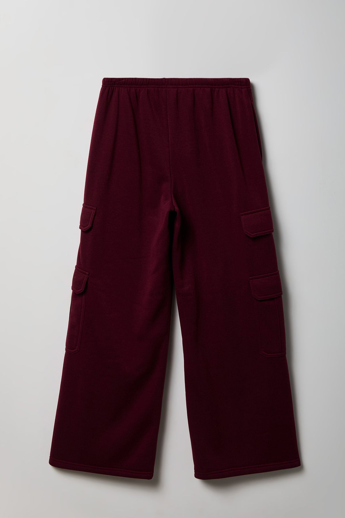 Alt View 2. Fleece Ultra-Wide Cargo Sweatpant - Burgundy
