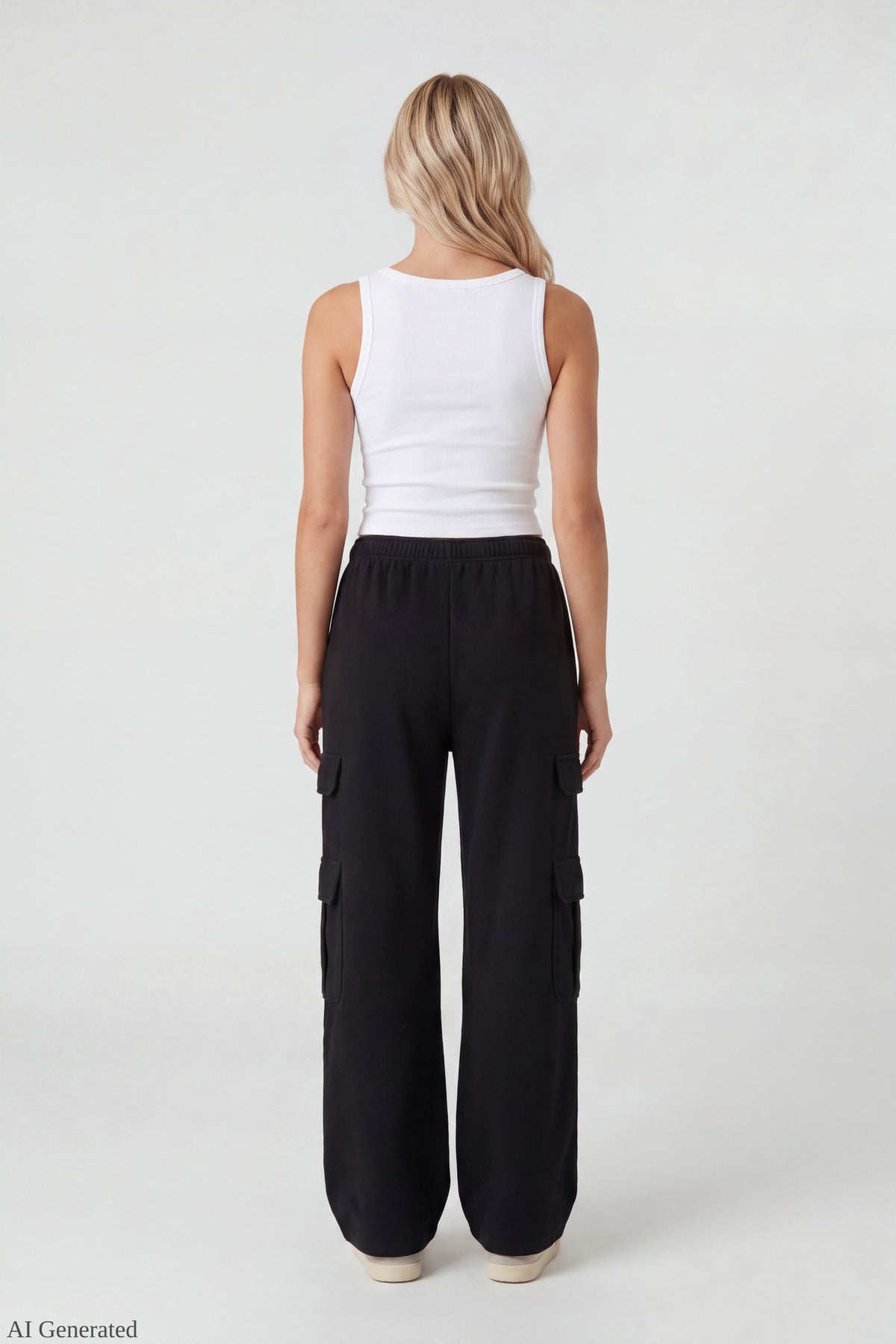 Alt View 2. Fleece Ultra-Wide Cargo Sweatpant - Black