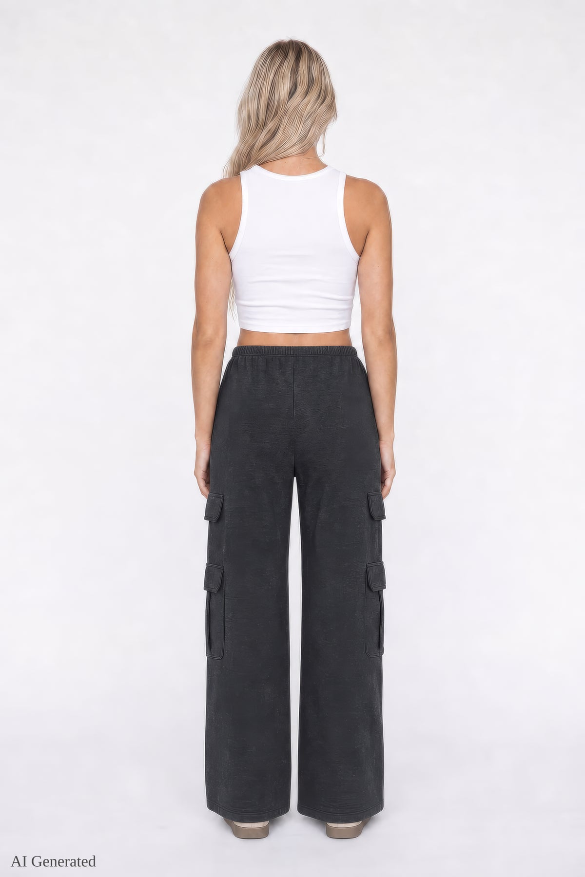 Alt View 2. Fleece Ultra-Wide Cargo Sweatpant - Charcoal