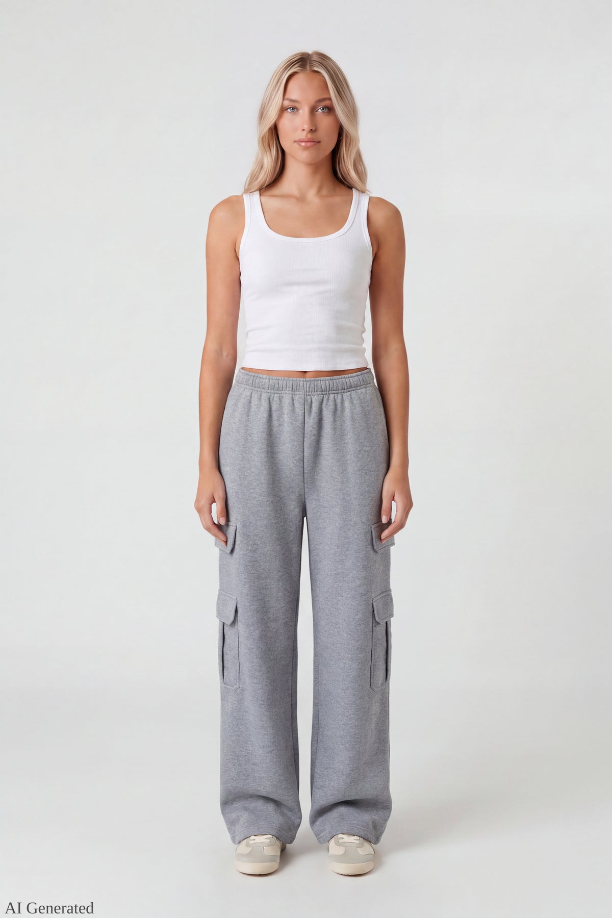 Fleece Ultra-Wide Cargo Sweatpant - Heather Grey
