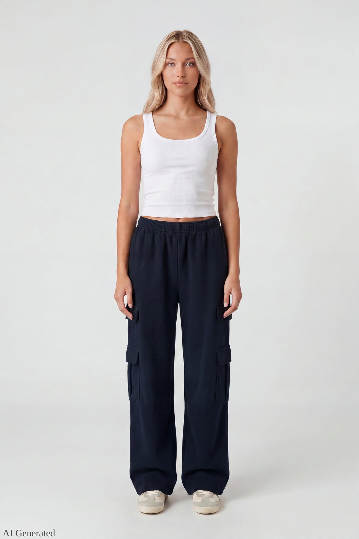 Fleece Ultra-Wide Cargo Sweatpant - Dark Blue