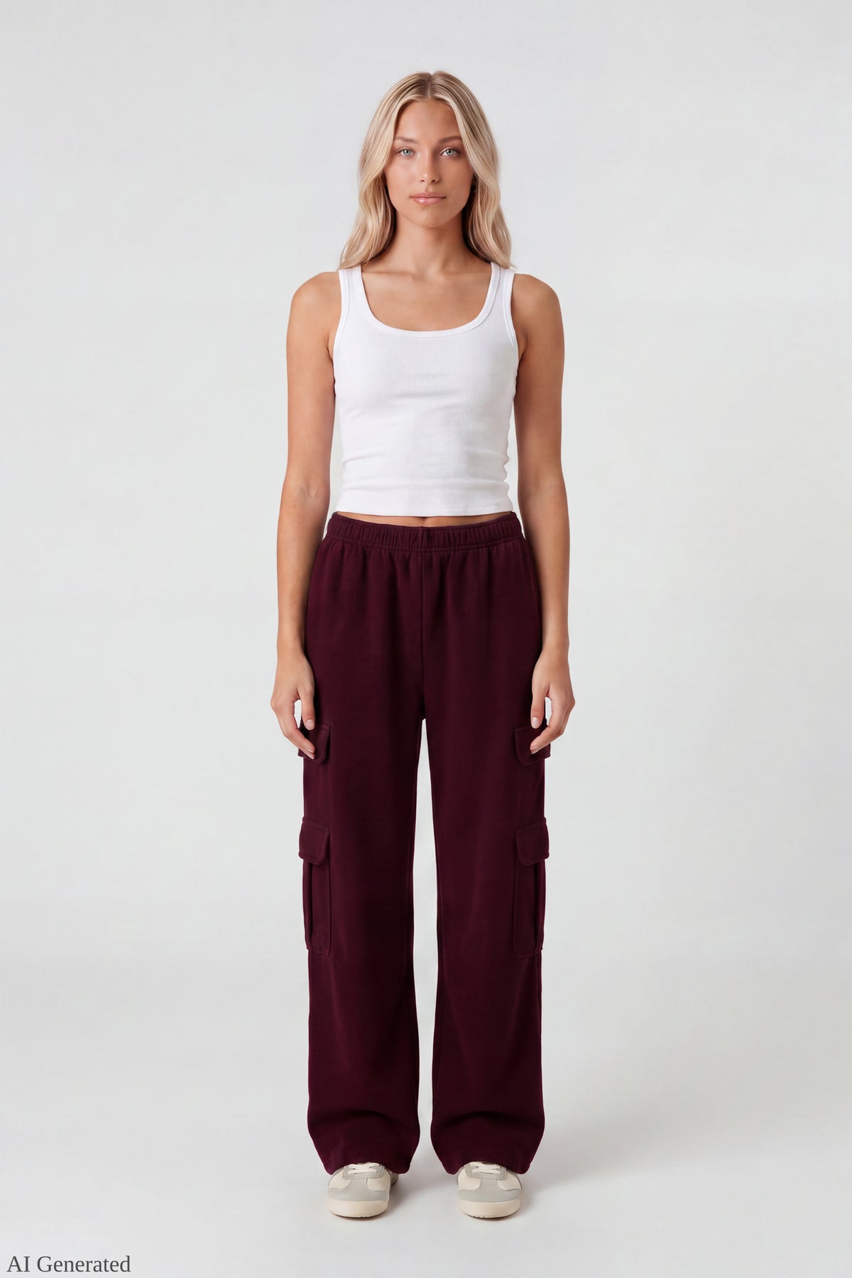 Fleece Ultra-Wide Cargo Sweatpant - Burgundy