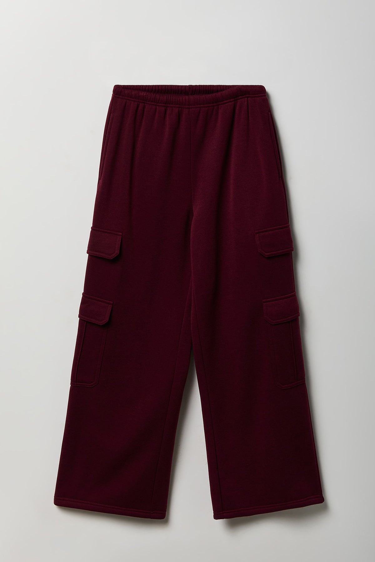 Alt View 4. Fleece Ultra Wide Cargo Sweatpant - Burgundy