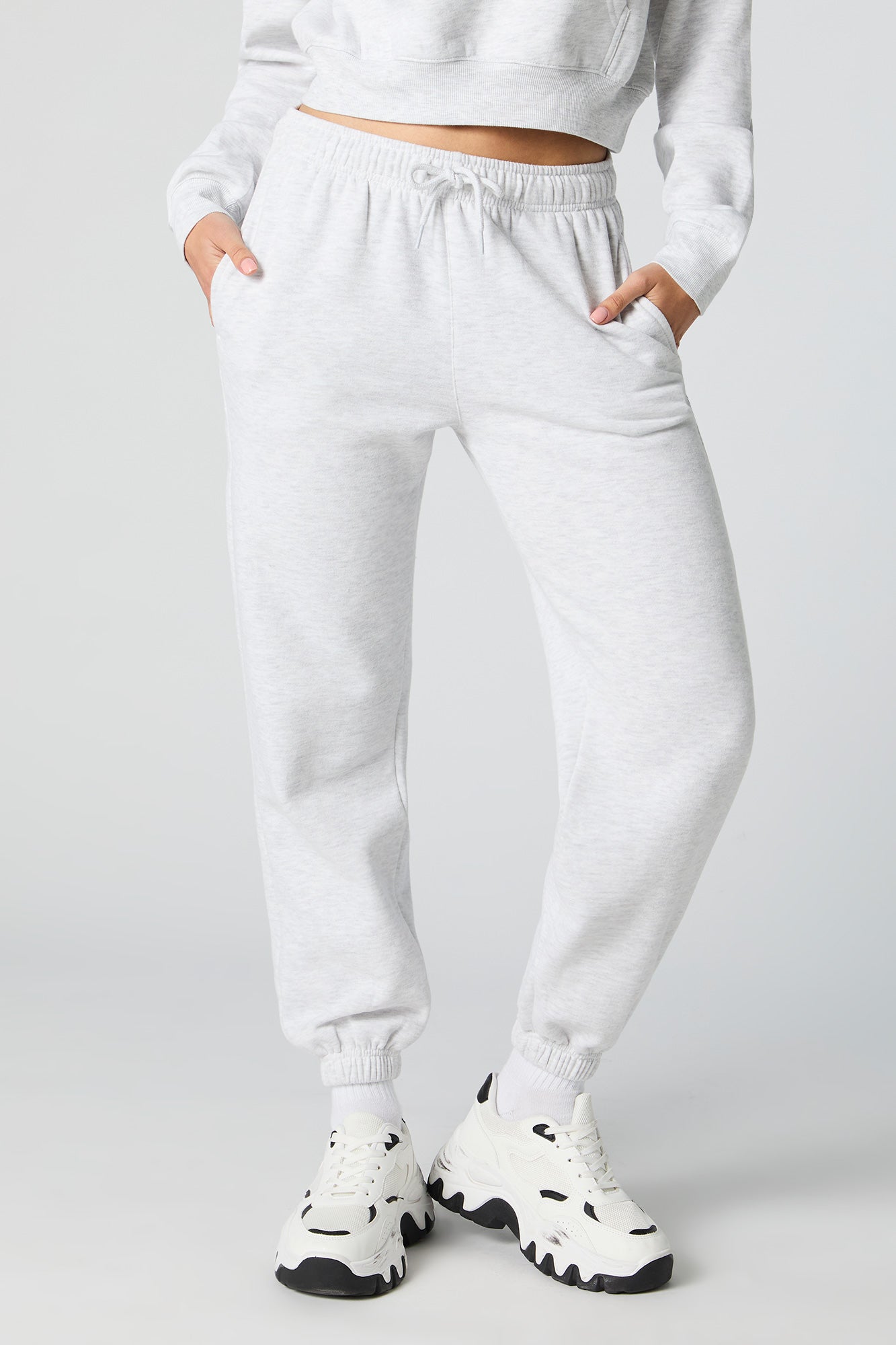 Fleece drawstring joggers deals