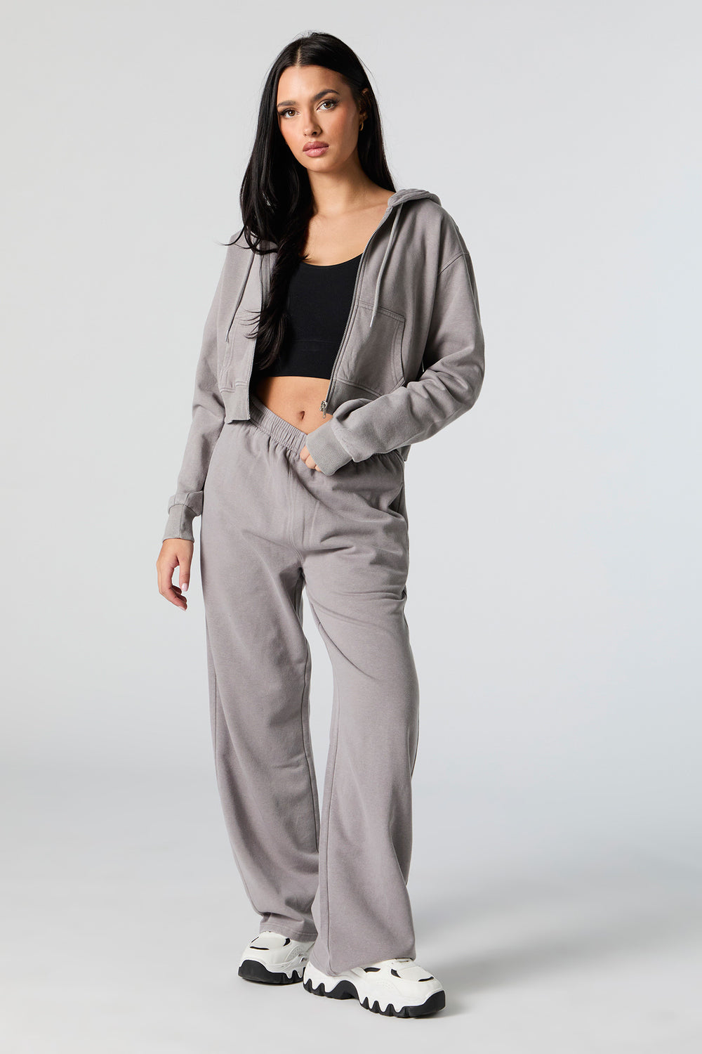 Fleece Washed Wide Leg Sweatpant Fleece Washed Wide Leg Sweatpant 5